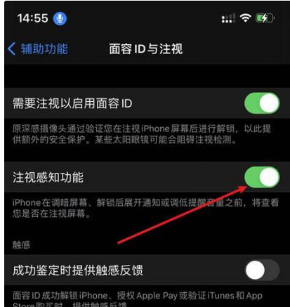 北海苹果14维修网点分享iPhone14注视感知功能有什么用 